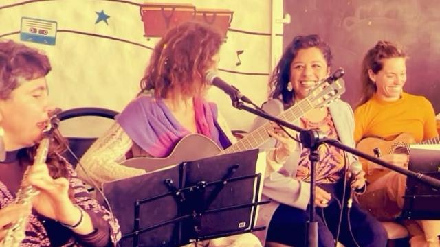 imagen de mujeres musicas , banda samabla roda de samba